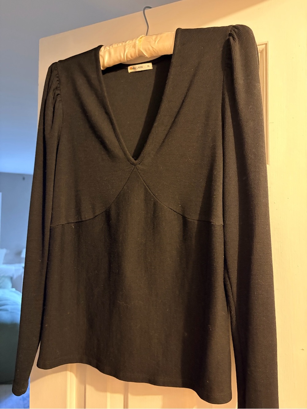 Marine Layer Black V-Neck Long Sleeve Top